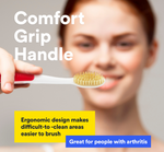 Informational graphic about Mouth watchers toothbrush antimicrobial bristle technology 