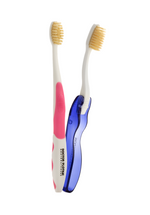  two foldable mouthwatchers toothbrushes travel use.